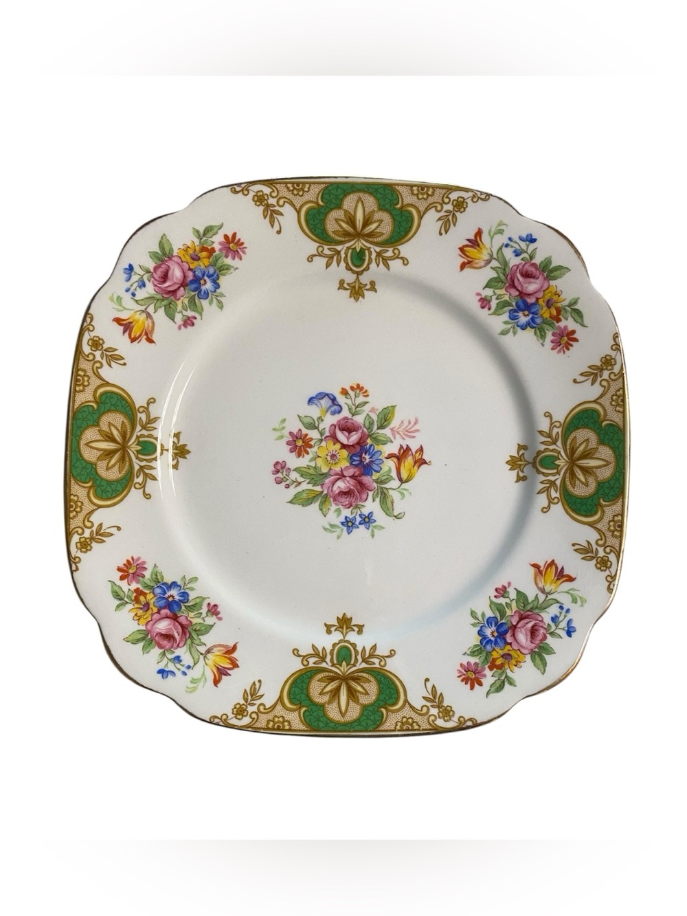 Set of 6 Windsor Floral Porcelain Square Bread & Butter/ Desert Plate -England